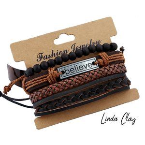 Positive Affirmation "Believe" Stacked Unisex Bracelet